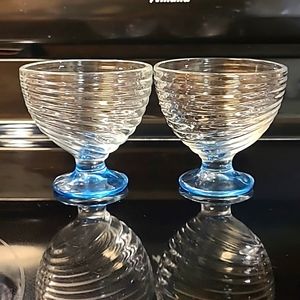 Anchor Hocking Manhattan Park Avenue Depression Glass Bowls Blue Set Of 2 Vintag